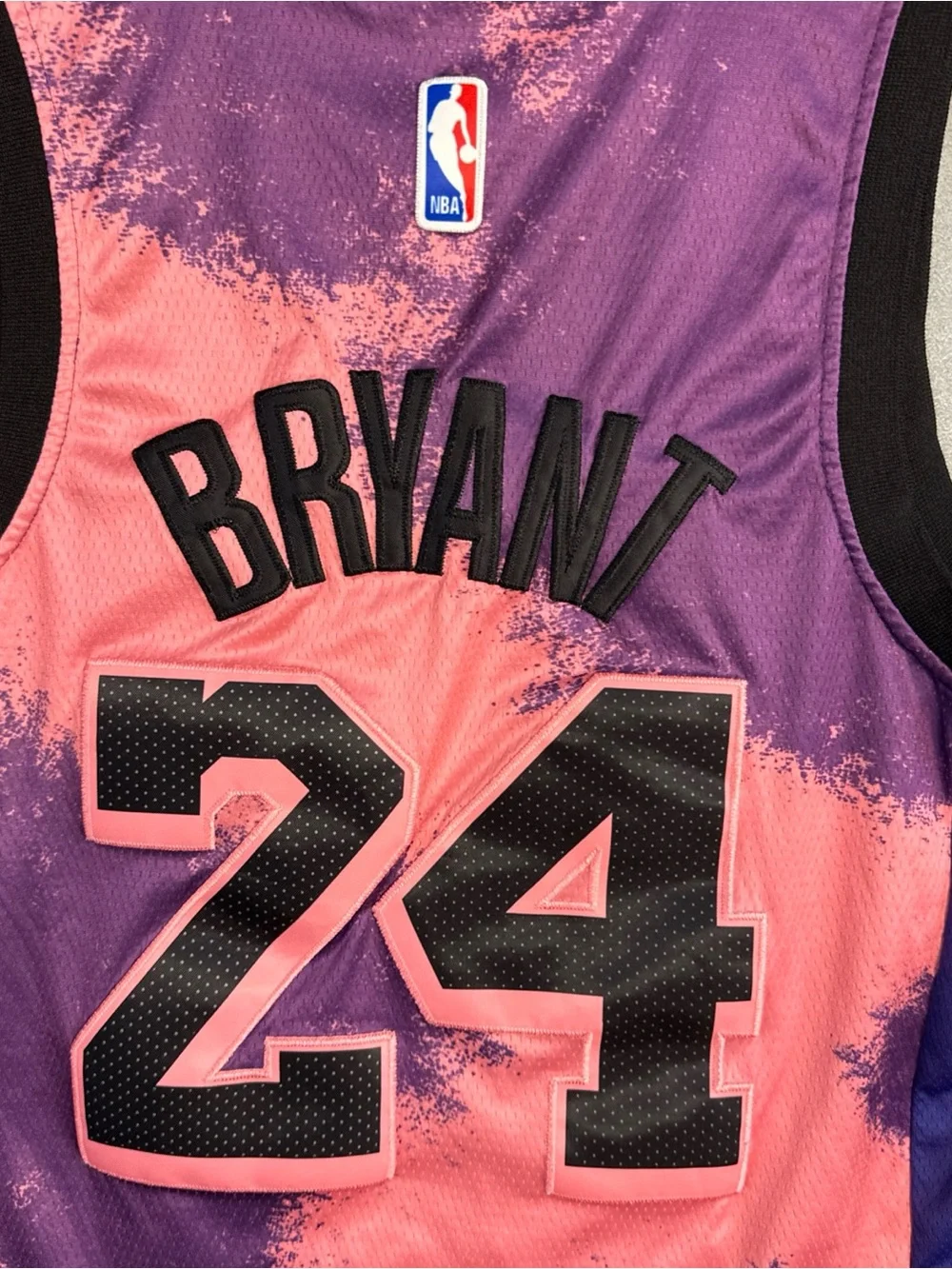 Nike Lakers Kobe Bryant #24 Black Mamba Tie Die Swingman Jersey 48 Purple Pink
